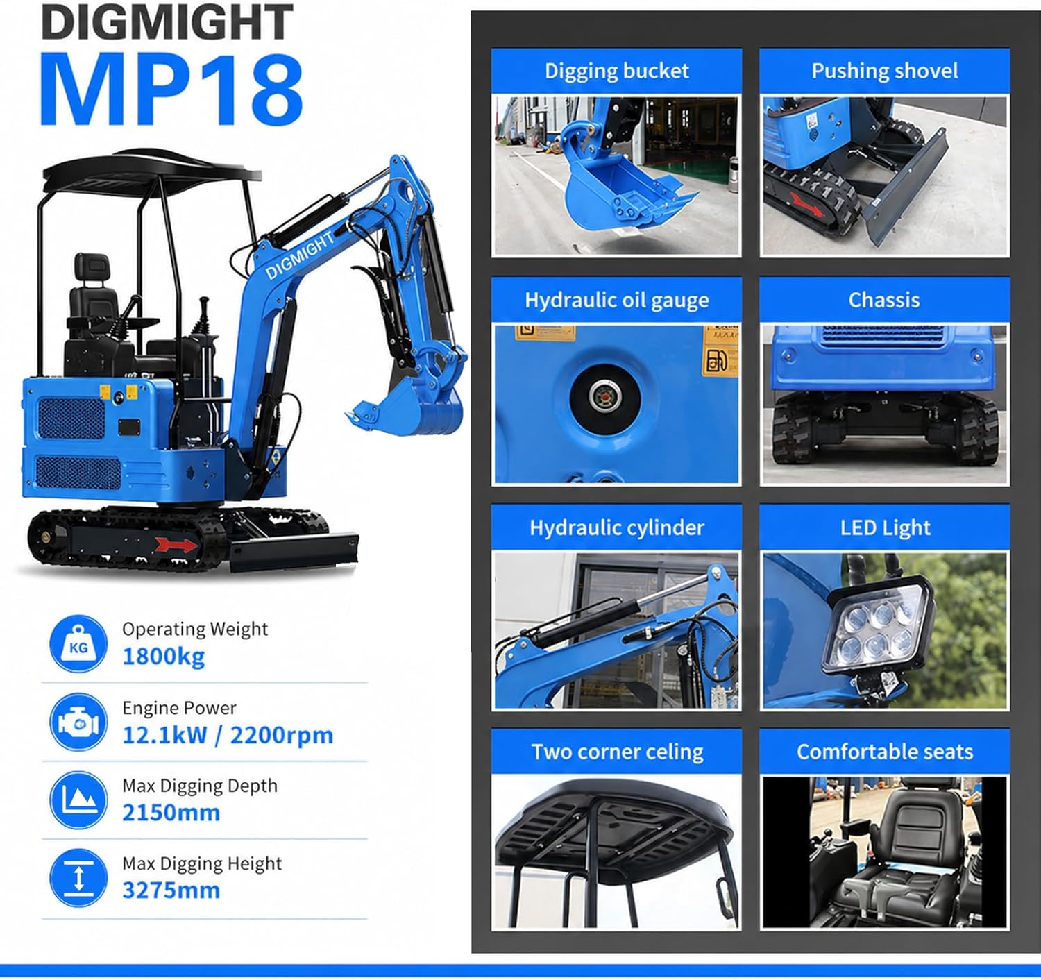 DIGMIGHT 2 Ton Mini Excavator Review: Honest Pros & Cons 4 DIGMIGHT 2 ton mini excavator review compared to top alternatives