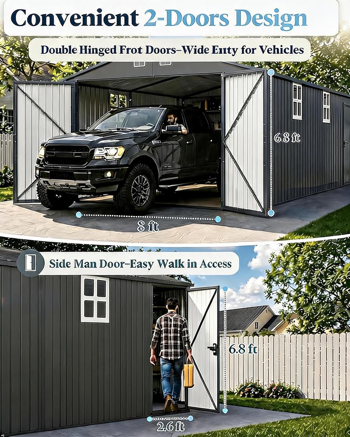 IDEALHOUSE 12x25 metal garage shed review — feature breakdown and specification detail
