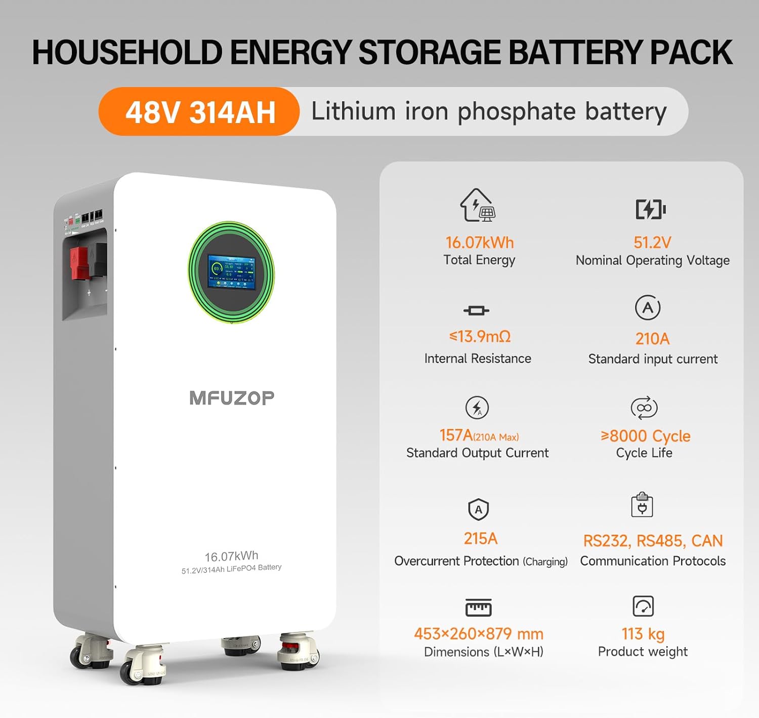 MFUZOP 48V 314Ah LiFePO4 battery review feature breakdown and specification detail