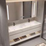 Image 1 of PONLTTEY 100 inch double sink bathroom vanity review
