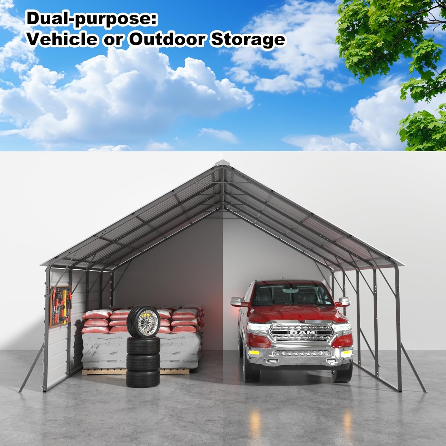 FLOUREE 20x20 metal carport review features in daily use