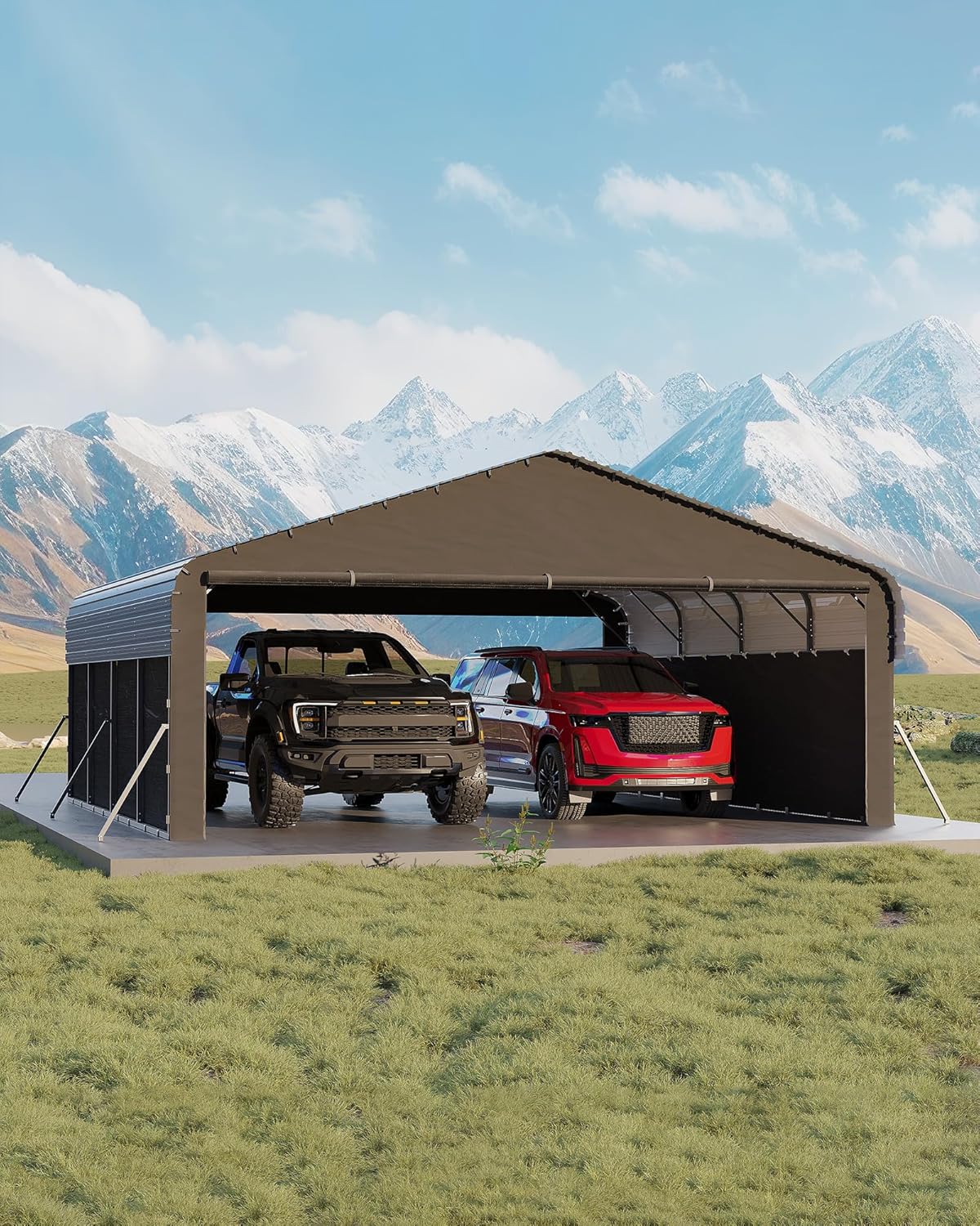 Garvee metal carport review unboxing — package contents and first impressions of the 20x20 metal frame and PE tarp