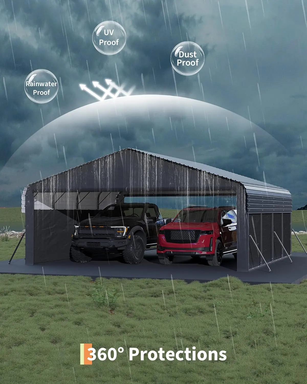 Garvee Metal Carport Review: Heavy-Duty & Worth Buying? 3 Garvee metal carport review feature breakdown and specification detail showing frame and tarp construction