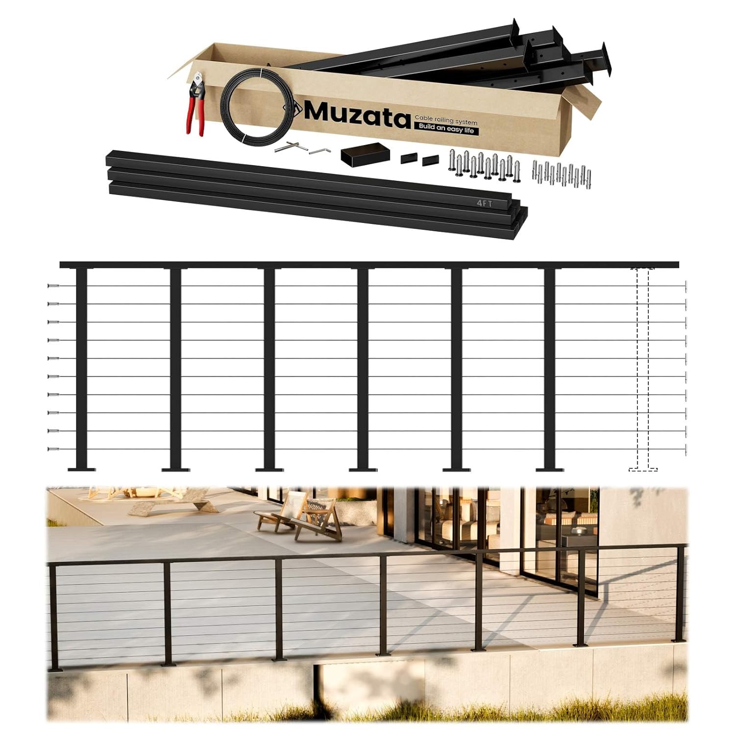 Muzata cable railing kit review,Muzata cable railing kit review and rating,is Muzata cable railing kit worth buying,Muzata cable railing kit review pros cons,Muzata cable railing kit review honest opinion,Muzata cable railing kit review verdict — full box contents and build quality